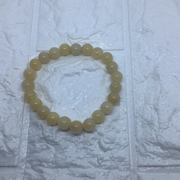 Gemstone Natural Yellow Quartz Round Bead Ball 8MM Stretch Bracelet Unisex - Picture 4 of 6